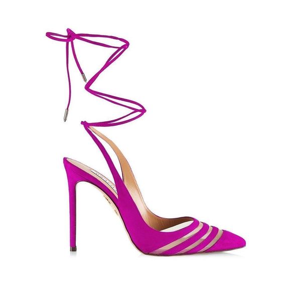 NIB Aquazzura Unfaithful 105 Suede Ankle-Tie Pumps $795
